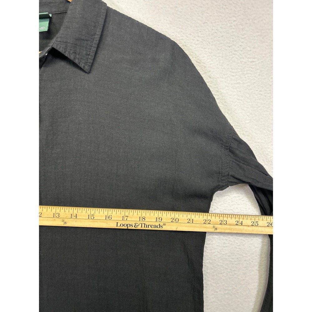 Minimalist Boho Wild Fable Women XXS Black Gauze High-Low Button Down Shirt - Picture 5 of 9